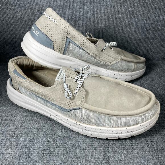 Hey Dude Welsh Grip Mix Shoes Men's 9 Beige/Oyster Slip On Casual Foam Insole - Picture 1 of 8